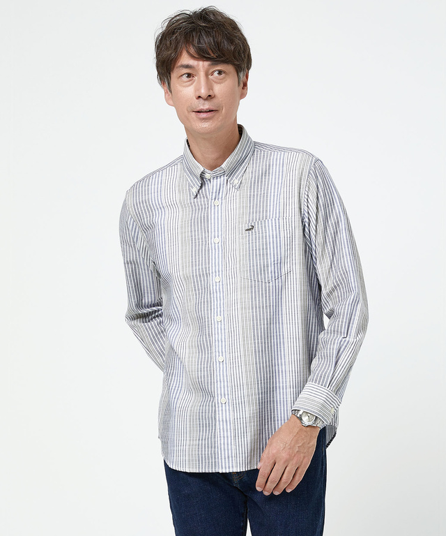 ピケ ランダムストライプ柄 シャツ