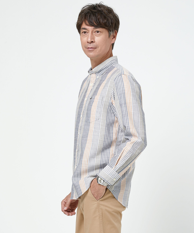 ピケ ランダムストライプ柄 シャツ