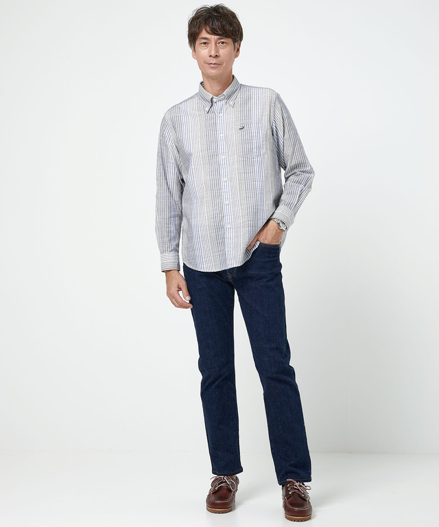 ピケ ランダムストライプ柄 シャツ