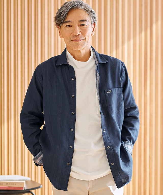 リバーシブル ストライプ柄 シャツ