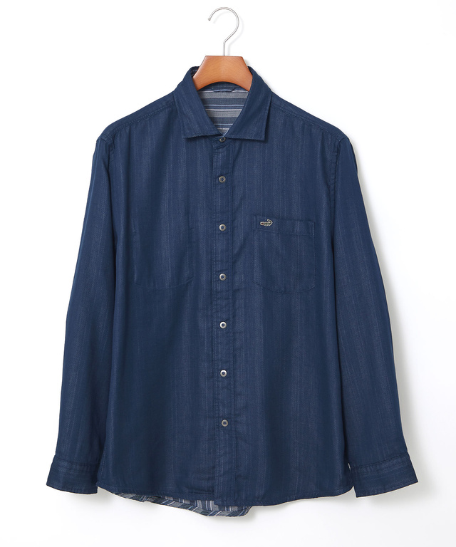 リバーシブル ストライプ柄 シャツ