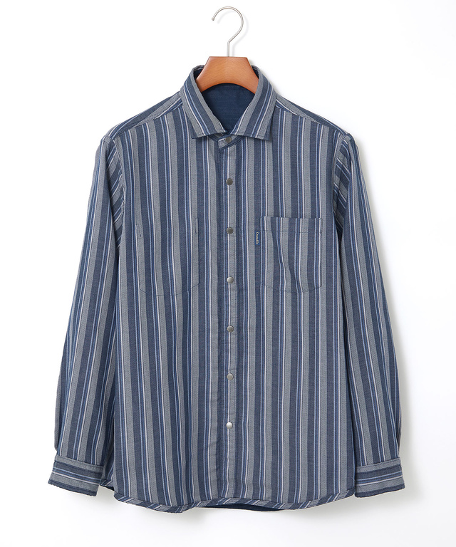 リバーシブル ストライプ柄 シャツ