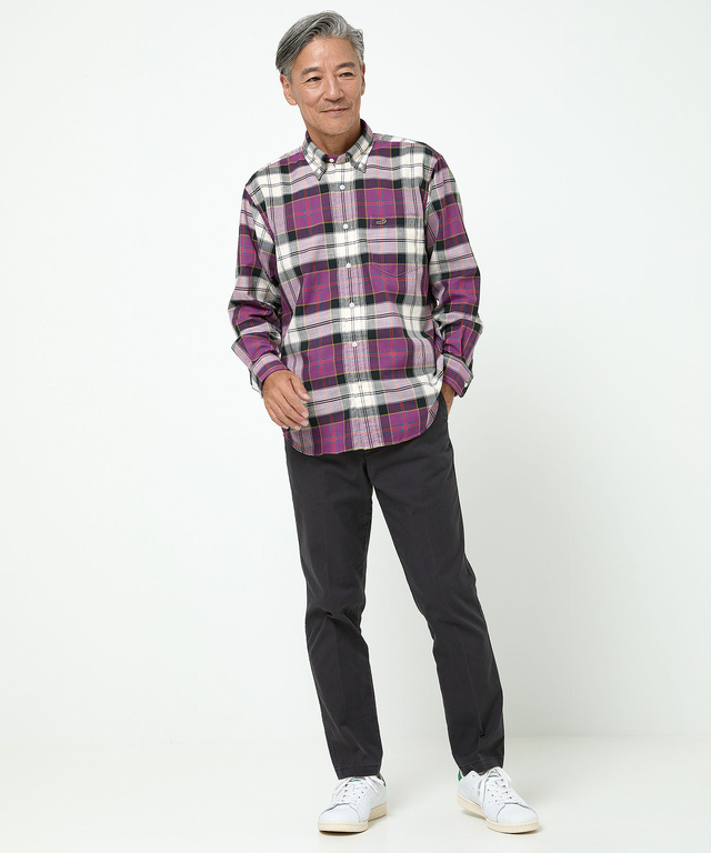 ピケ素材 チェック柄 シャツ