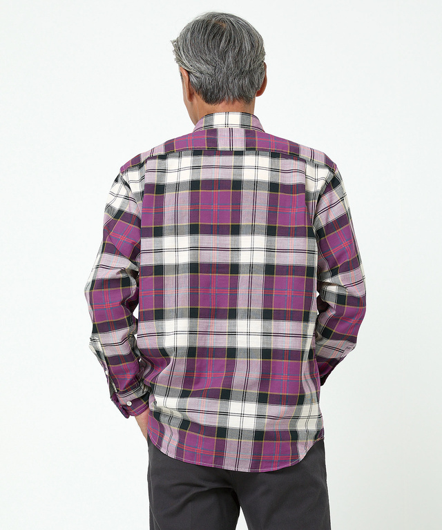 ピケ素材 チェック柄 シャツ