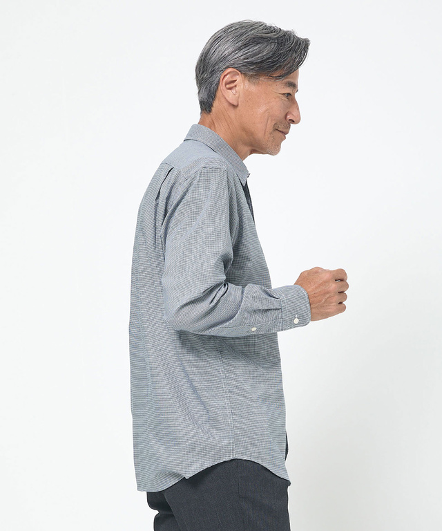 ノンアイロン 千鳥柄 シャツ【シワになりにくい】