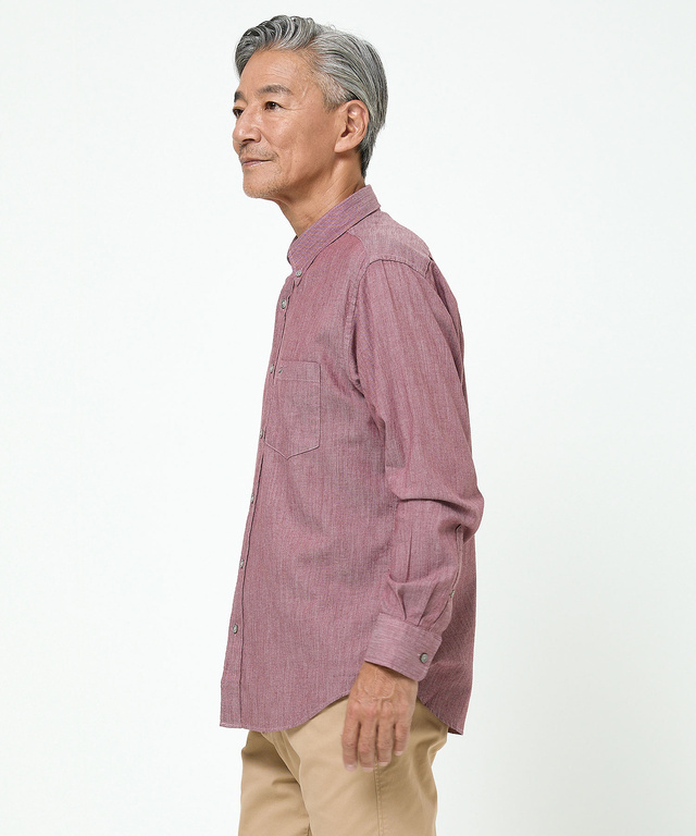 デニム調 ボタンダウン シャツ