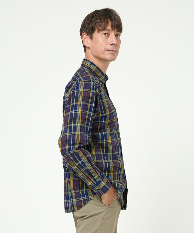 インディゴ糸 チェック柄 シャツ