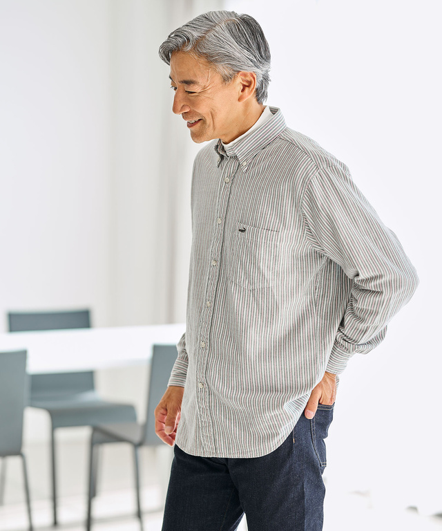 オックスフォード ストライプ柄 シャツ