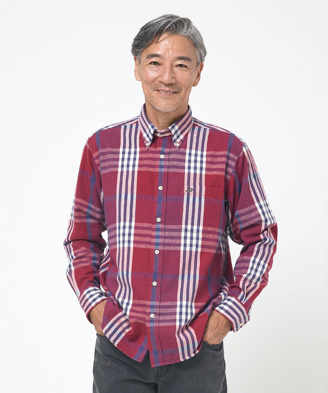 シャギー加工 タータン柄 シャツ