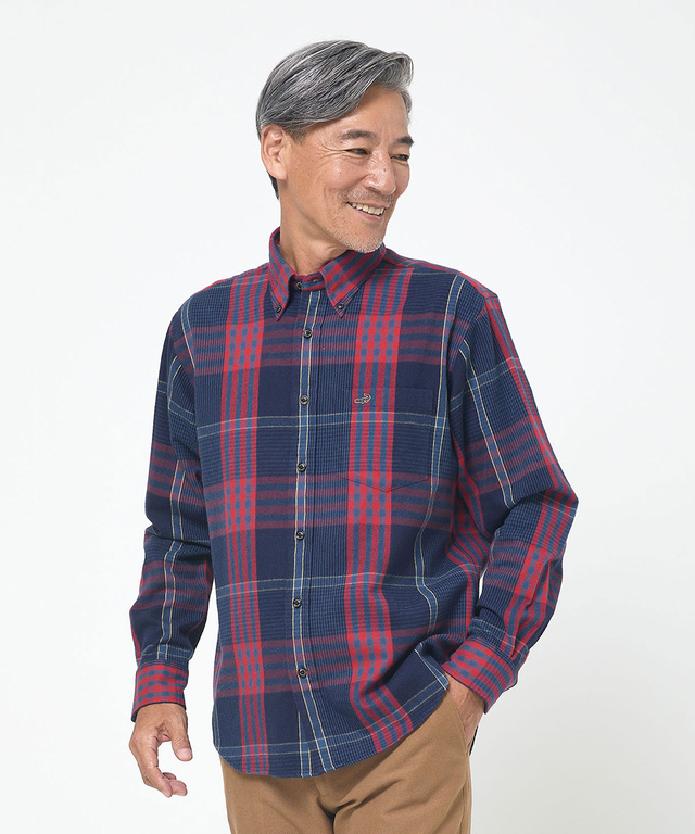 シャギー加工 タータン柄 シャツ