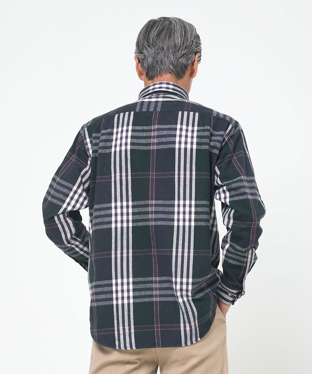 シャギー加工 タータン柄 シャツ