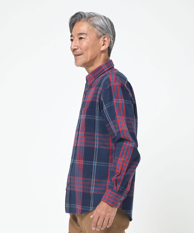 シャギー加工 タータン柄 シャツ