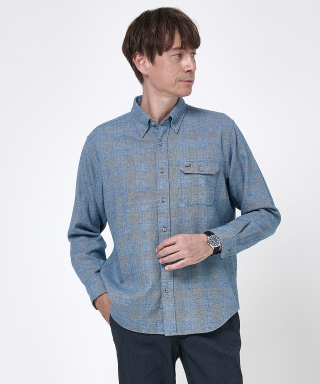 ヘリンボーンチェック ボタンダウン シャツ