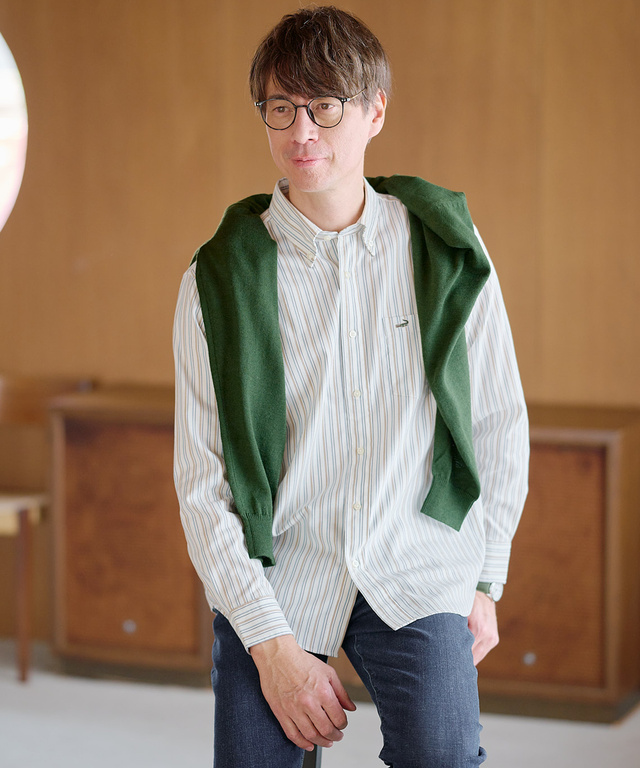 ノンアイロン バスケット織り ストライプ シャツ【シワになりにくい】