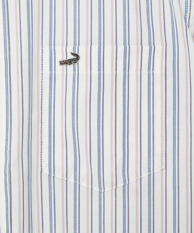 ノンアイロン バスケット織り ストライプ シャツ【シワになりにくい】