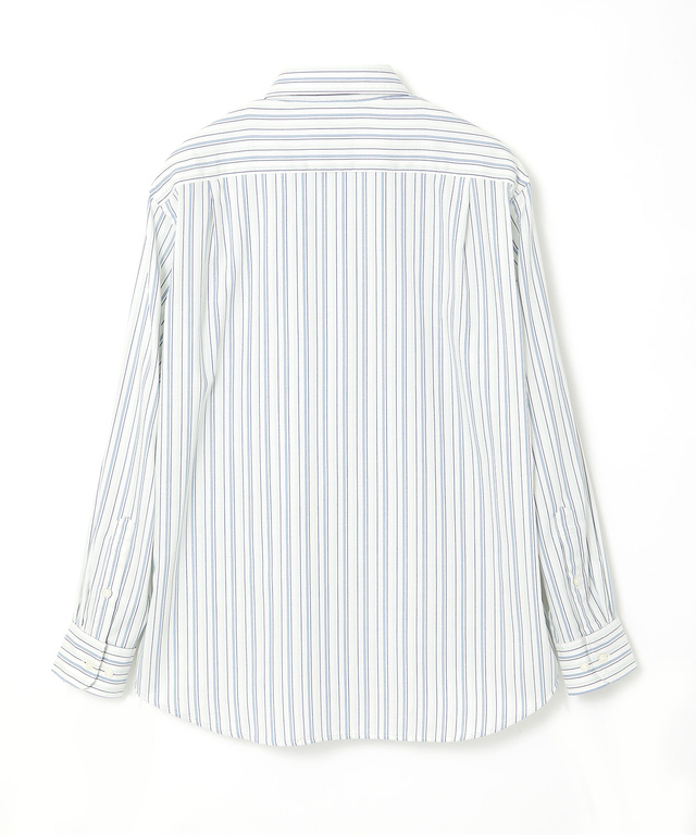 ノンアイロン バスケット織り ストライプ シャツ【シワになりにくい】