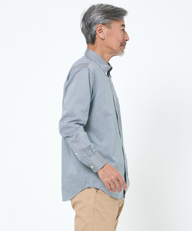 ノンアイロン ギンガムチェック ボタンダウンシャツ【シワになりにくい】