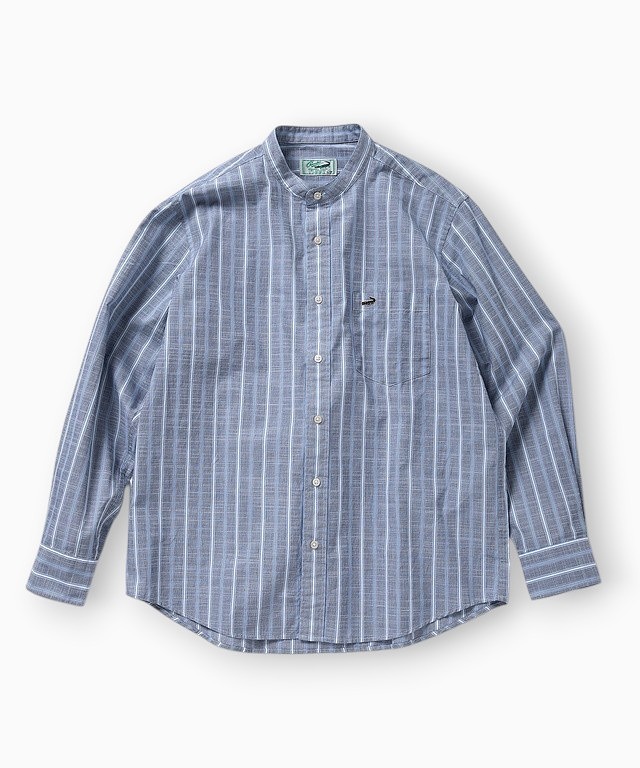 バンドカラー ストライプ シャツ