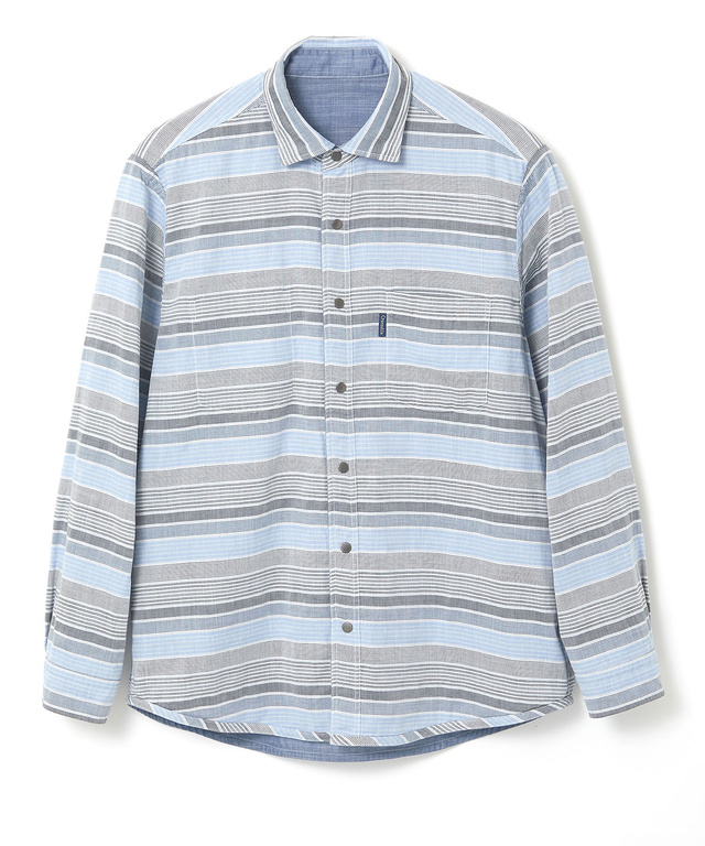 ダブルガーゼ マルチボーダー リバーシブルシャツ【吸汗速乾】