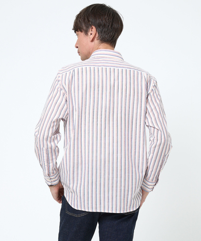 サッカー ストライプ ボタンダウン シャツ 【日本製生地】【接触冷感】