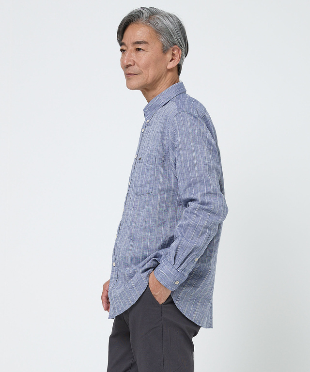 ゼロリネン ストライプ シャツ