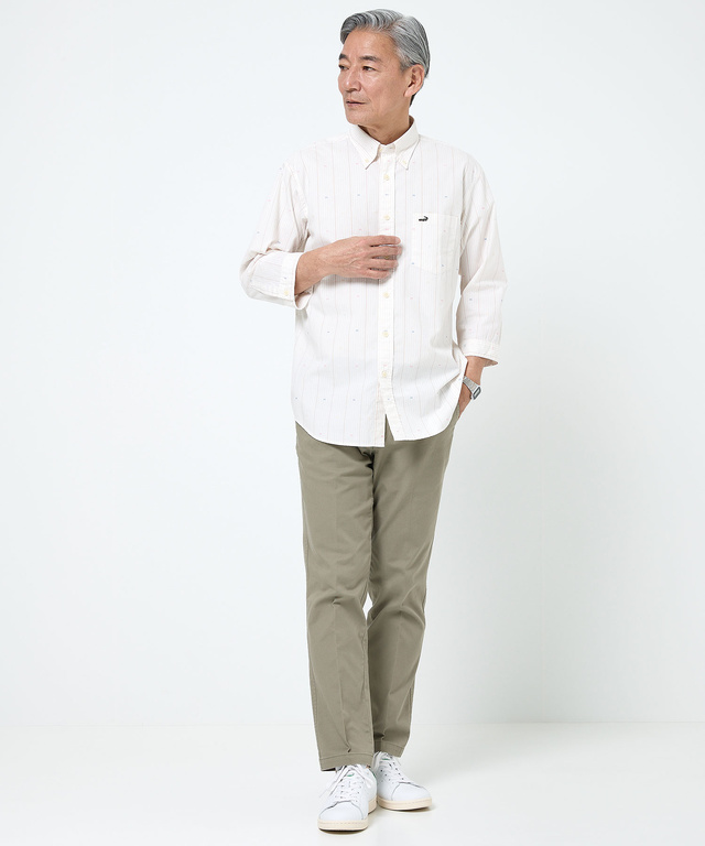 カットドビー ストライプ 七分丈 シャツ