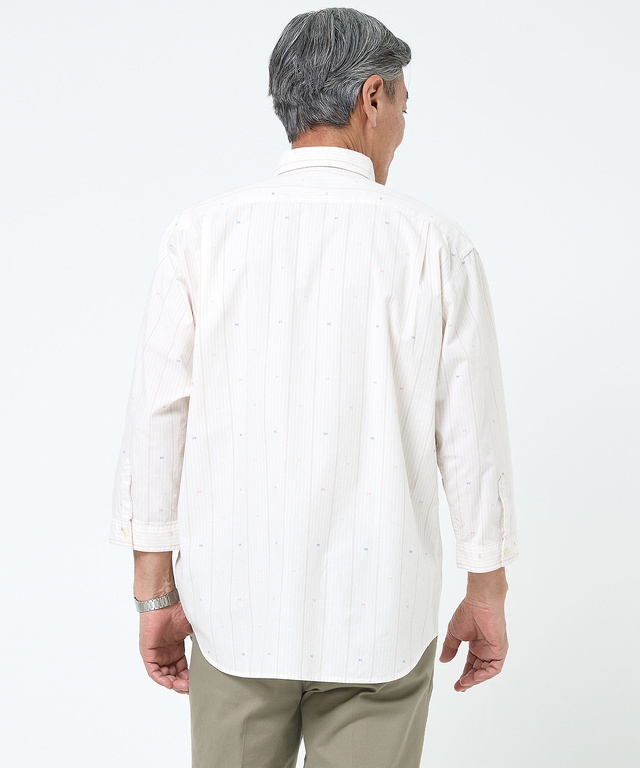 カットドビー ストライプ 七分丈 シャツ