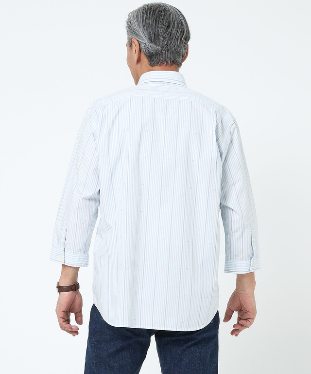 カットドビー ストライプ 七分丈 シャツ