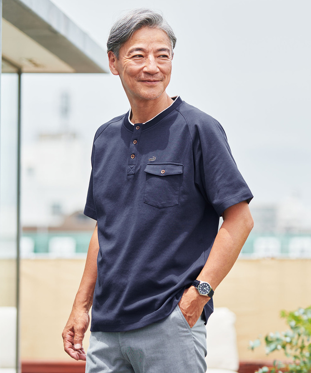 ポンチ ヘンリーネック Tシャツ