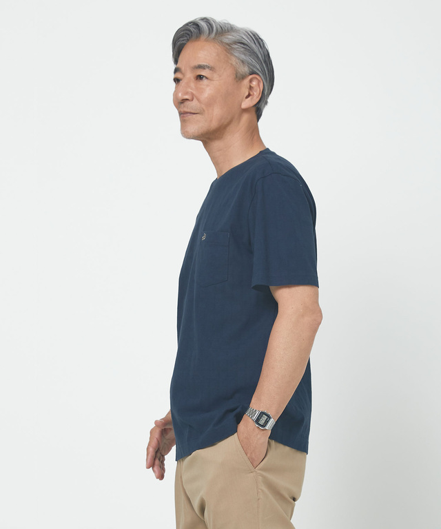 スノーコットン シャドーチェック柄 Tシャツ【接触冷感】