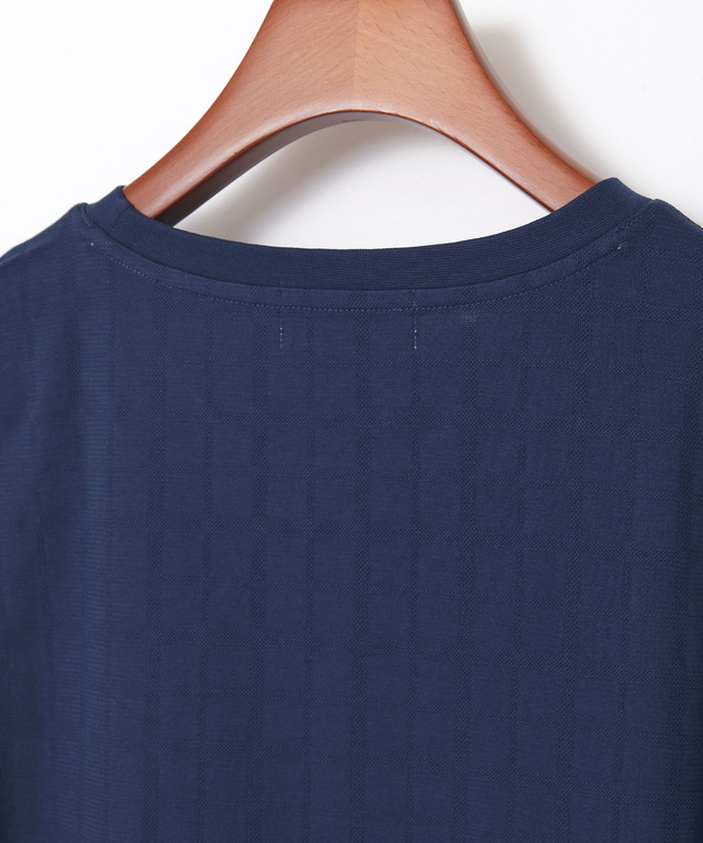 スノーコットン シャドーチェック柄 Tシャツ【接触冷感】