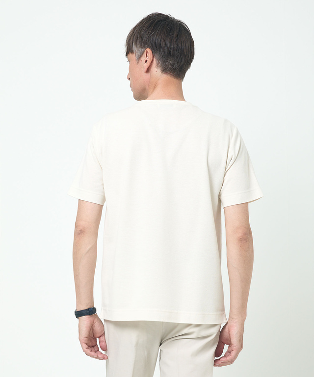 鹿の子 リーフプリント柄 Tシャツ【吸汗速乾】