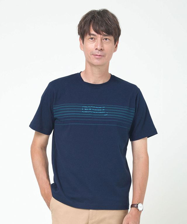 ボーダー柄 ロゴ プリントTシャツ