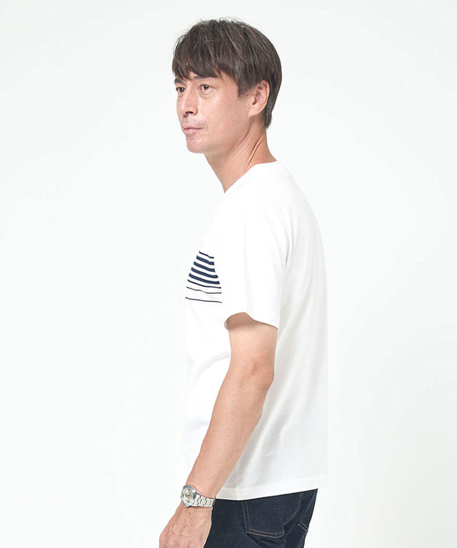 ボーダー柄 ロゴ プリントTシャツ