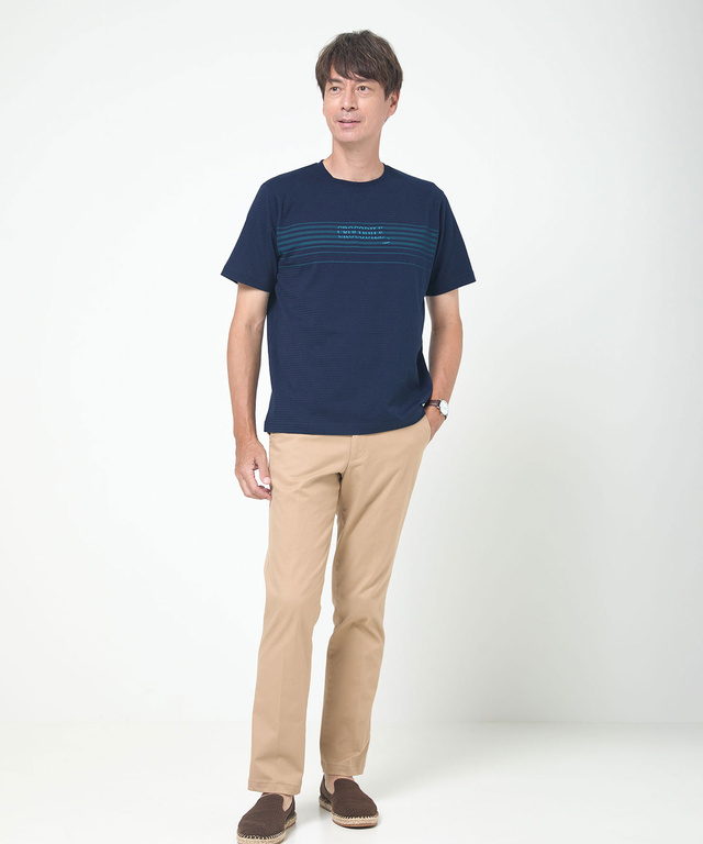 ボーダー柄 ロゴ プリントTシャツ