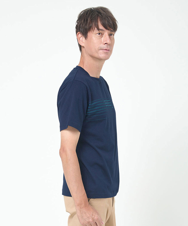 ボーダー柄 ロゴ プリントTシャツ