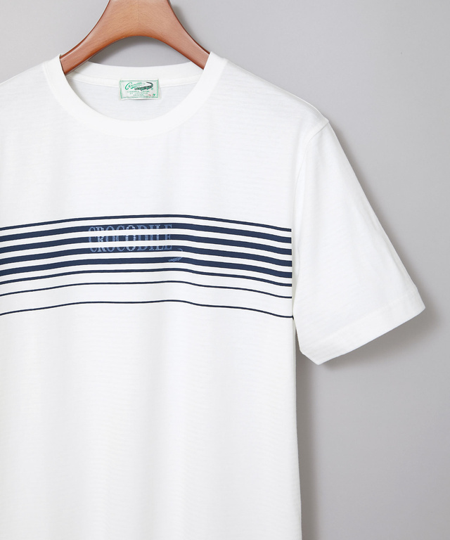 ボーダー柄 ロゴ プリントTシャツ