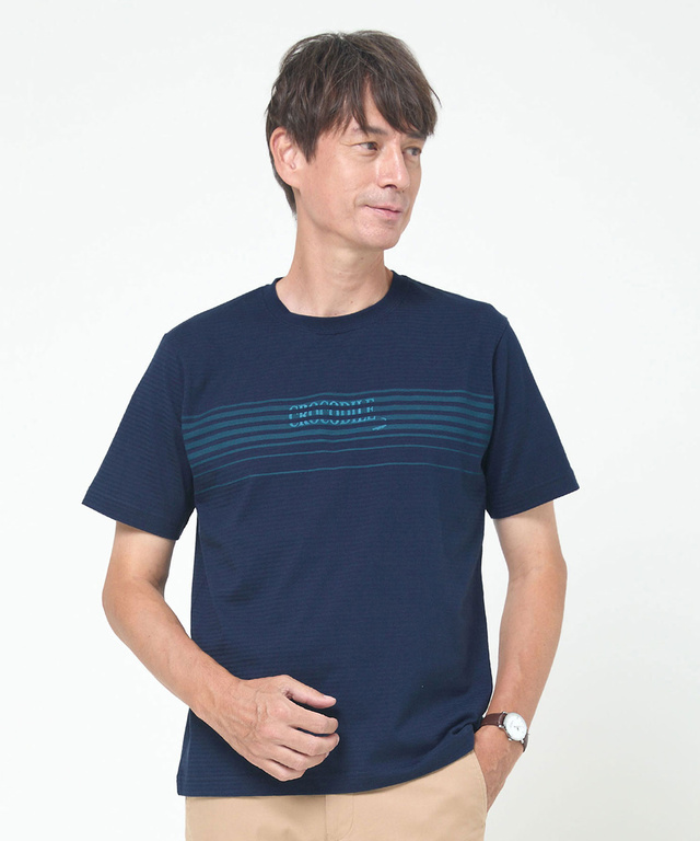 ボーダー柄 ロゴ プリントTシャツ