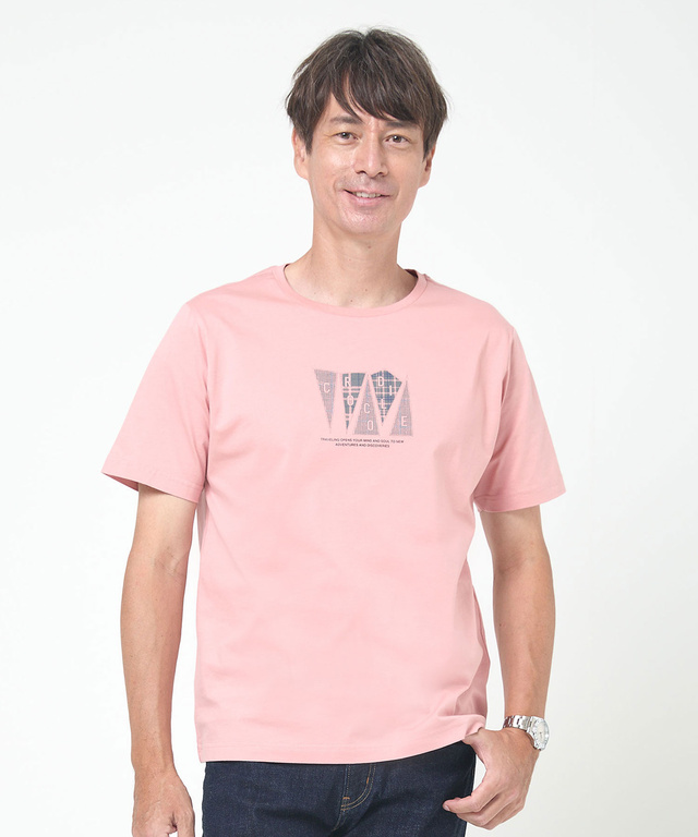 チェック柄 ロゴ プリントTシャツ