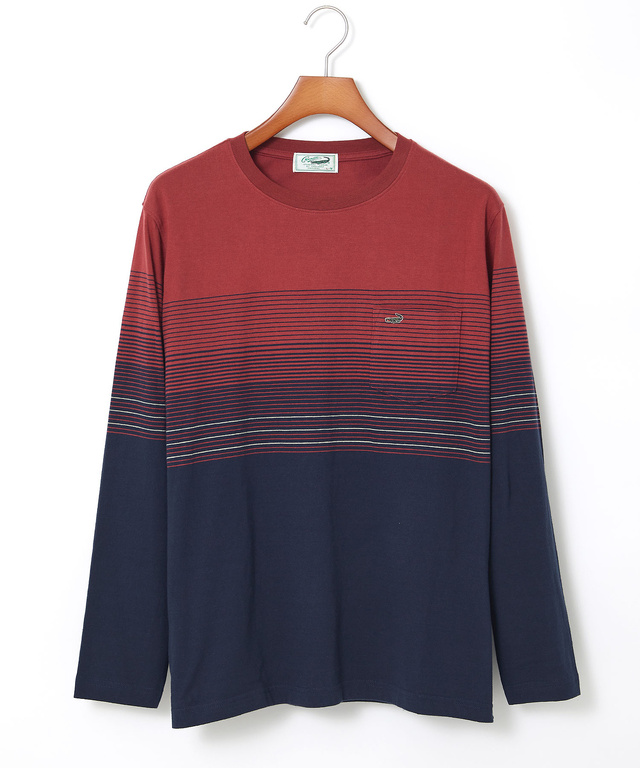 パネルボーダー柄 長袖Tシャツ