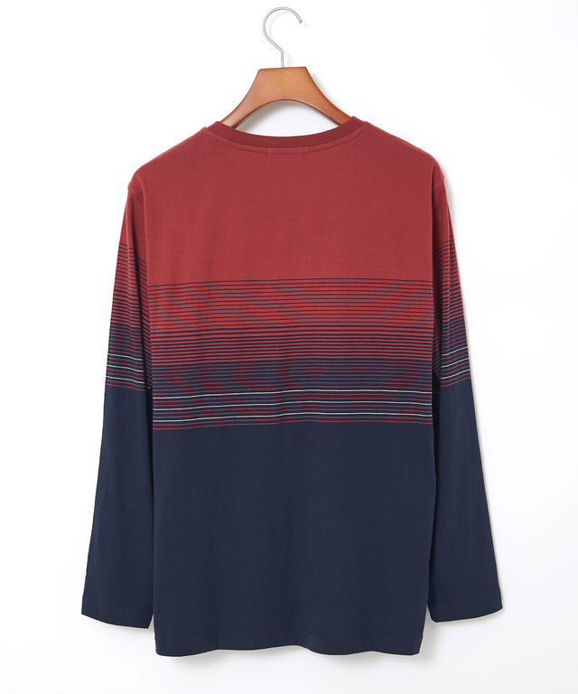 パネルボーダー柄 長袖Tシャツ