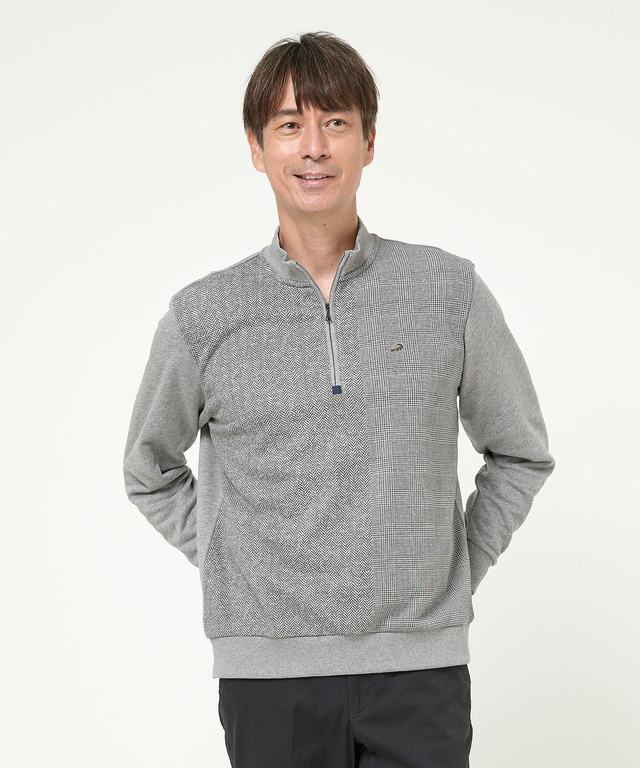 柄切り替え ハーフジップ トレーナー