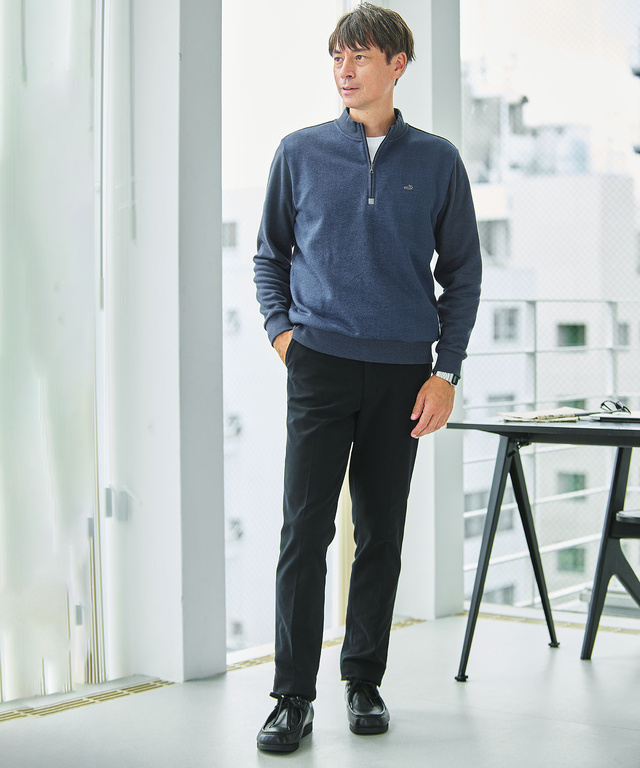 柄切り替え ハーフジップ トレーナー