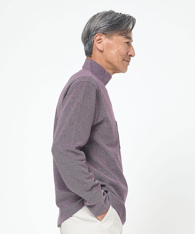 ハイネック リブ カットソー