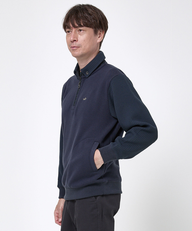 鹿の子 リブ 切り替え トレーナー【日本製生地】