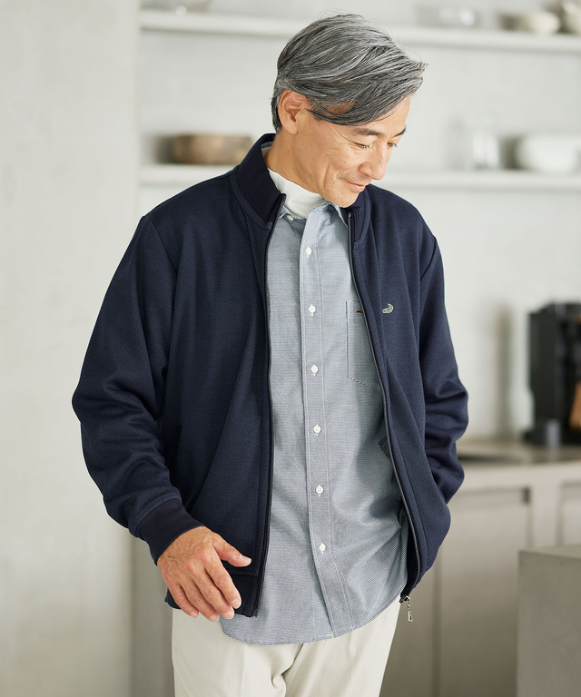 ヘリンボーン柄 フルジップ ブルゾン