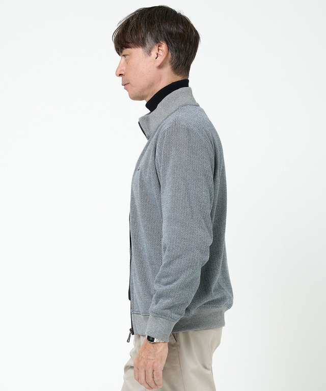 ヘリンボーン柄 フルジップ ブルゾン