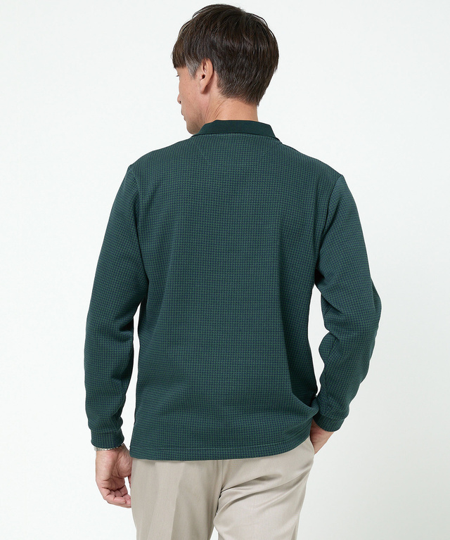 千鳥柄 ハーフジップ ポロシャツ