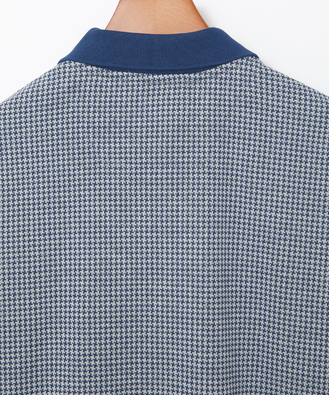 千鳥柄 ハーフジップ ポロシャツ