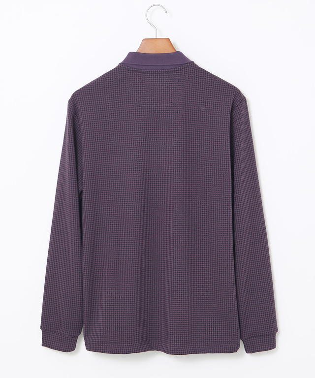 千鳥柄 ハーフジップ ポロシャツ